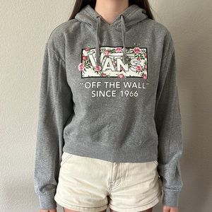Like New Condition Vans Hoodie Grey Pink Flowers Women's Small